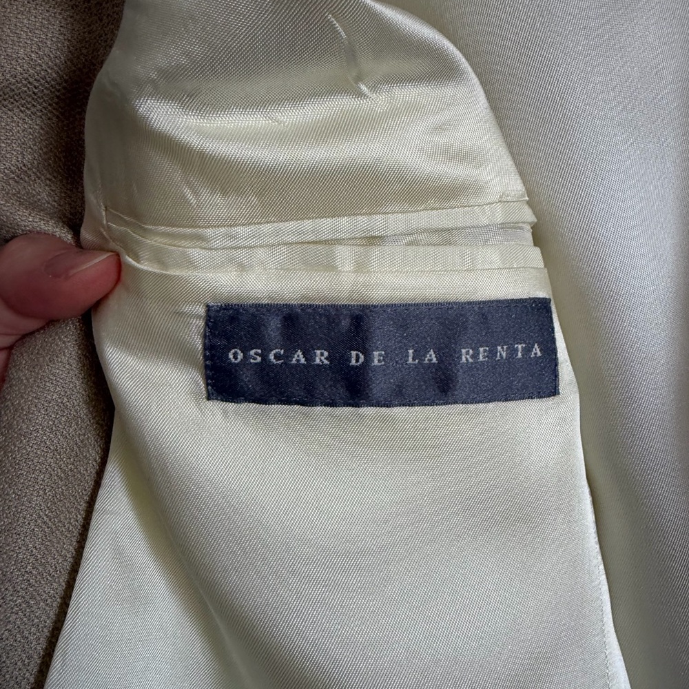 Oscar De La Renta Vintage Tan Silk Wool Sport Coat size 40R - Picture 5 of 11